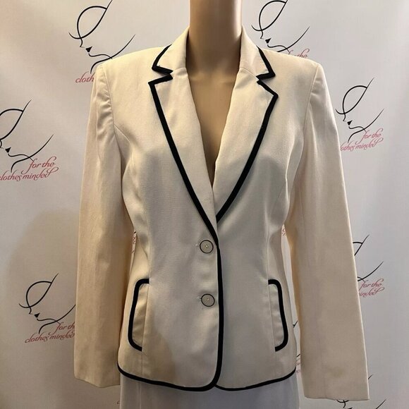 Bob Mackie Size 8. Cream Jacket. Lined. Cotton Poly. Braid Trim. GB - Picture 1 of 6